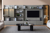 Comodă TV Zenith – Set modular de living cu uși și rafturi din sticlă
